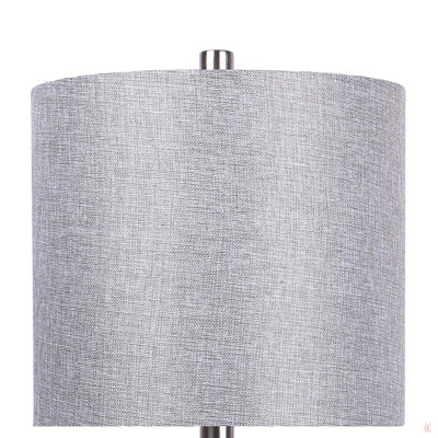 Gemma 23" Contemporary Table Lamp In Brushed Nickel And Grey Linen Shade From Grandview Gallery - Set Of 2