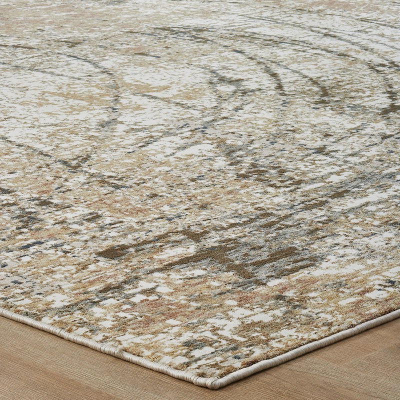 Narooma Sand Ivory Arc Abstract Area Rug, Runner 2'6" x 10'