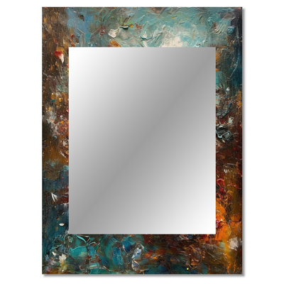 Autumn Bliss Afternoon Abstract Red Orange Blue I - Abstract Painting Decorative Mirror, Modern Wall Mirror, Printed Metal Art