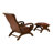 Teak Wood Handmade Upholstered Leather Room Accent Chair with Ottoman with Scrollwork and High Back-1763483766
