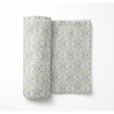 Bees & Butterflies Sage Velveteen Fleece Blanket