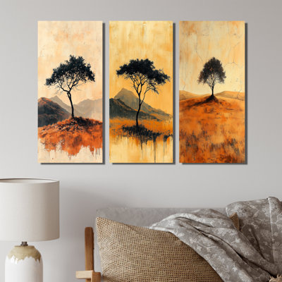 Simplicity In Nature, paysage africain I - Collection de reproductions d'art sur toile, 3 pièces