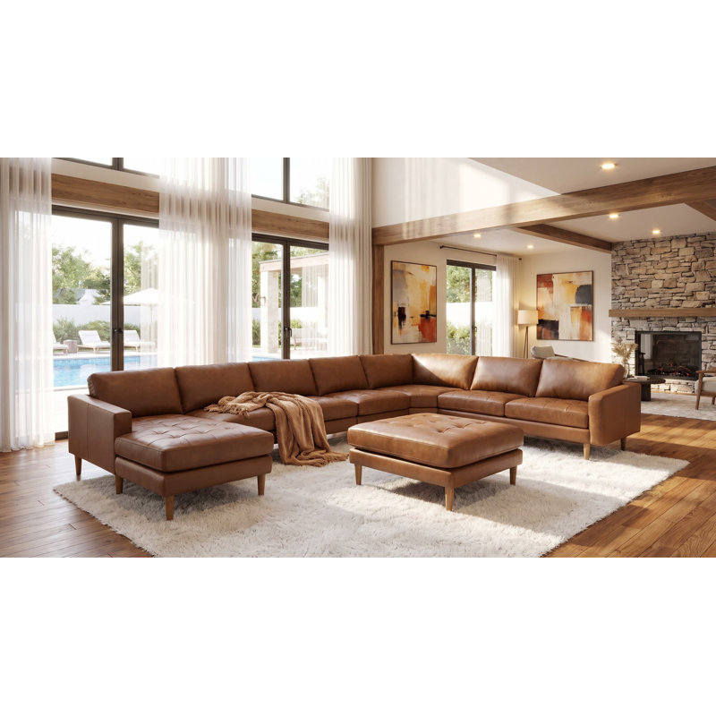 Alesja Upholstered U-Shaped Sectional Left Hand Facing, Brown