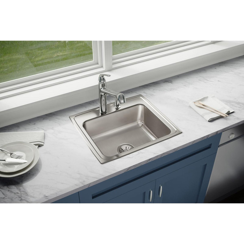 Lustertone 22" L x 19.5" W Drop-In Kitchen Sink, 2 hole