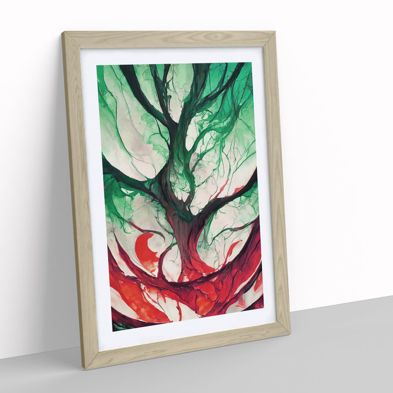 XV1022-438X Abstract Tree No.6 1 Piece Single Picture Frame Painting, Oak Framed