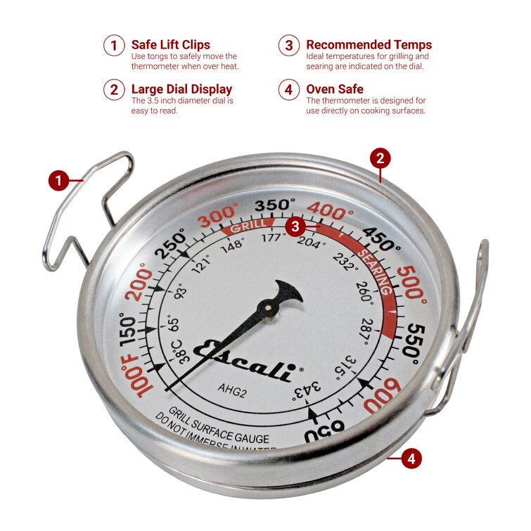 Large 3 inch Dial Oven Thermometer Clear Large Number Easy-to-Read