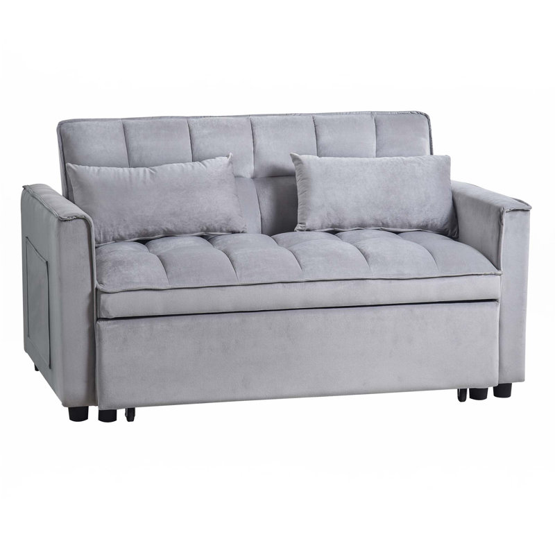 3 In 1 Convertible Sleeper Sofa Bed, Cement Gray