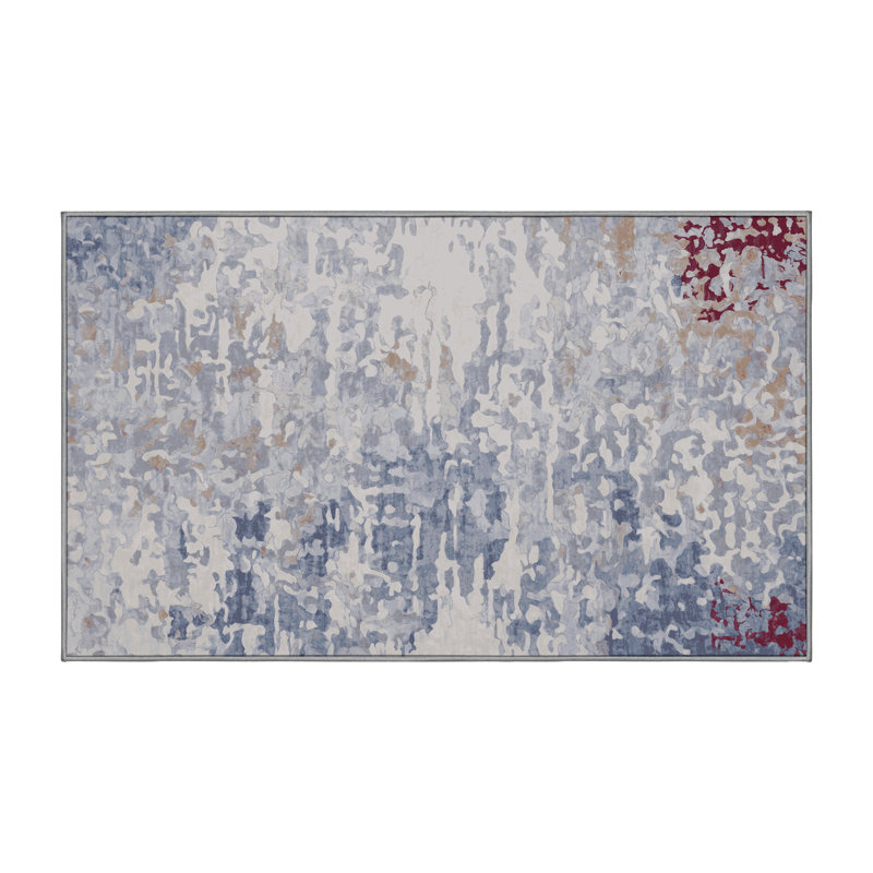 Machine Washable Gray Area Rug, Runner 2' x 5'