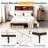 Luxury Wood Bed Frame With LED Upholstered Headboard, Charging Station-1468692920