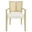 Ash And Beige Arm Dining Chair - Solid Rubberwood Structure, Wrinkle Upholstery, Ideal For Different Spaces Two In Unique Cane Back Chair Design, Comfortable Sitting, Structure-561214093