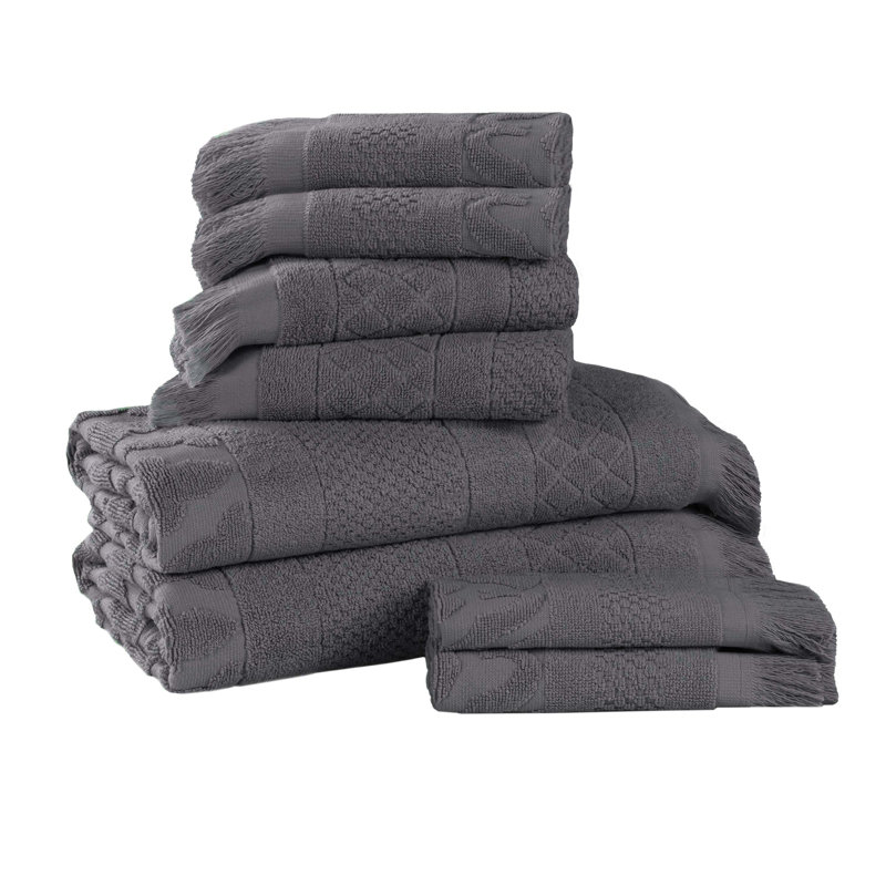 Serviette de bain Rolla, Gris, Ensemble de 8 serviettes 8 pièces