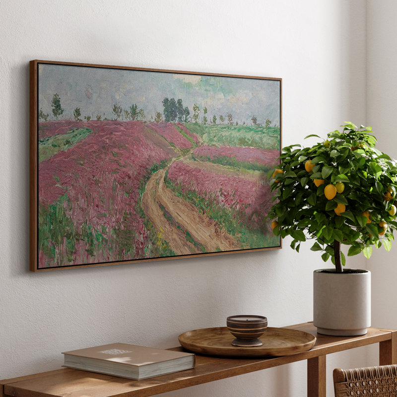 Paysage rétro - CCCLXV, Toile encadrée noyer flottant, H 27 po x l 41 po x P 2 po