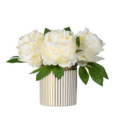 D12x10.5"H Fabric Peony Arrangement in Pot