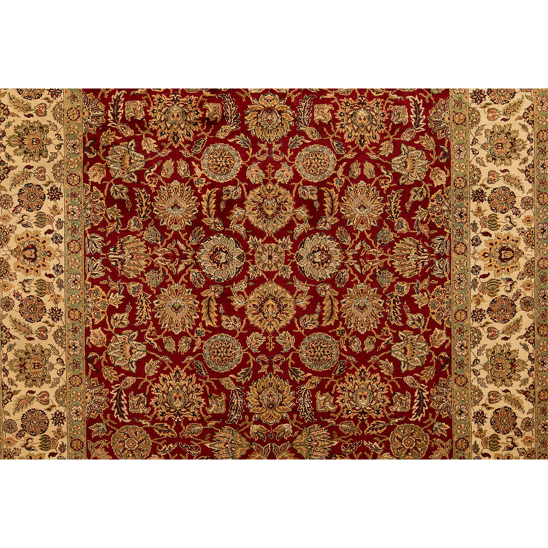 Tapis rouge et crème noué à la main de haute qualité