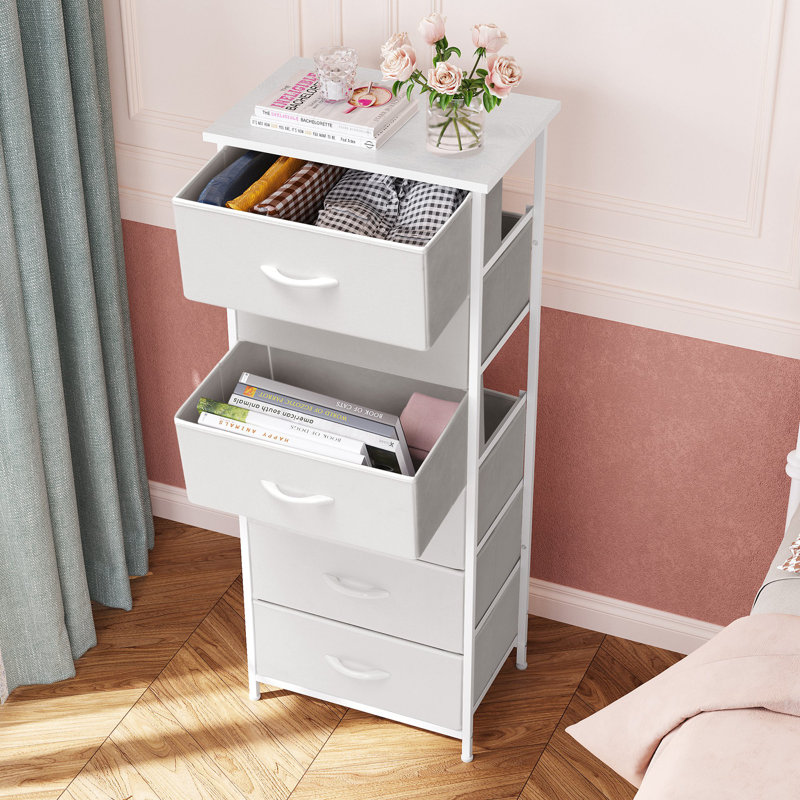 Commode pour femme 6 tiroirs Annyka, blanc, Blanc