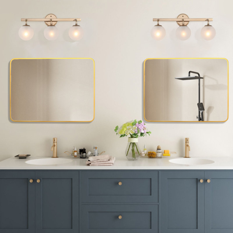 Miroir de salle de bain Hajnal, Doré