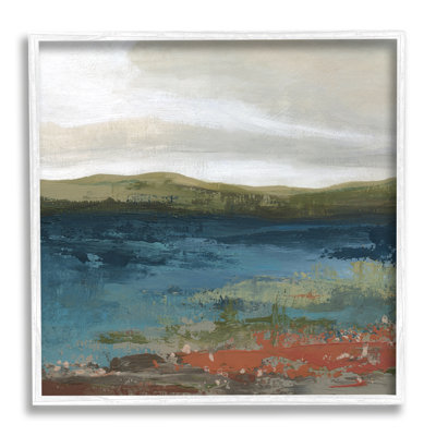 " Pond Shore Green Mountainous Scenery Modern " by Carol Robinson