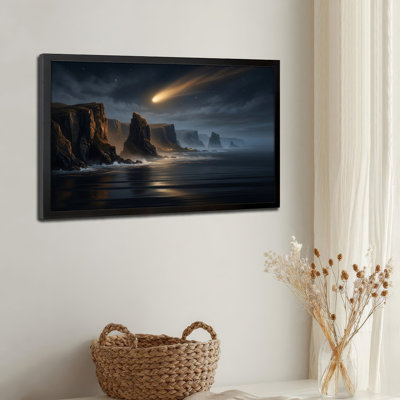 Art mural sur toile noir encadré pour le salon, la chambre à coucher, le bureau ou le vestibule - décoration murale décorative avec ciel nocturne