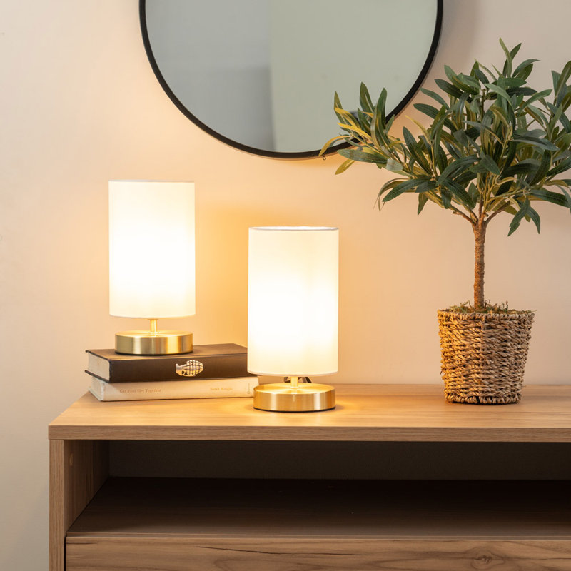 Romica Metal Table Lamp, Brushed Gold, No, Black