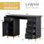 Bureau Nail Tech avec tiroirs, table de manucure de 43 pouces avec rangement pour Nail Tech, table de maquillage pour les ongles avec 5 tiroirs et armoire, bureau spa en bois-111854791