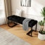 Banc rembourré moderne, noir et bronze, conception de lignes précises, pieds en métal poli, coutures en diamant pour sophistication, structure en fer, rembourrage en mousse, matériau en velours, produit de 44,98 po-883511849