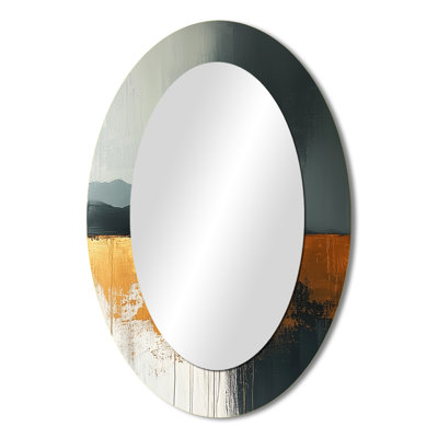 Black And Gold Converge Sunrise II - Gold Modern Oval Wall Mirror