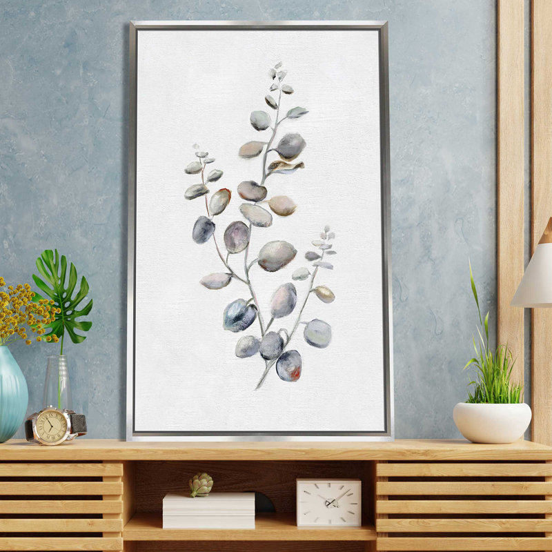 " Eucalyptus II " by Donna Brooks Painting Print, 31.5" W x 51.5" H, Silver Framed