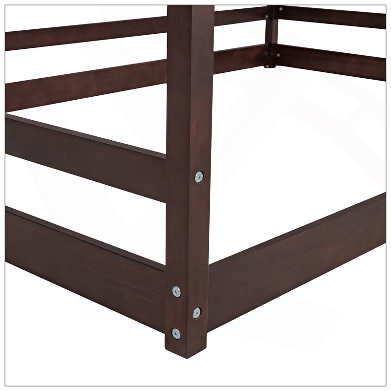 House Platform Beds,Two Shared Beds, Full, Espresso