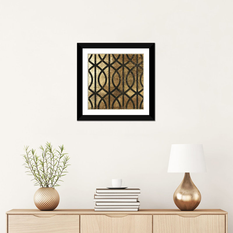«Art Deco III», impression sur toile, H 16 po x l 16 po x P 1 po, Papier d'art encadré noir, Blanc