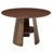 47.25 Inch Retro Brushed Texture Round Dining Table, Walnut Wood MDF Top Bronze Metal Frame For 4-6 People