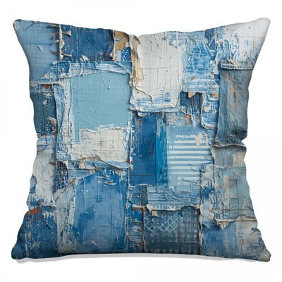 Textured Blue Abstract Double Sided Throw Pillows