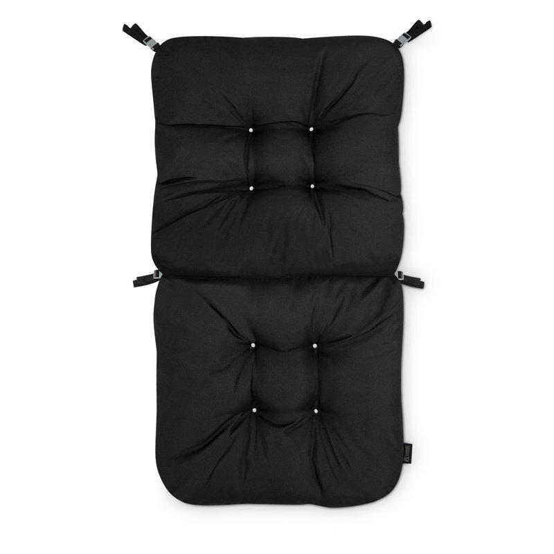 Outdoor 5'' Dining Chair Seat / Back Cushion, Black Solid Color