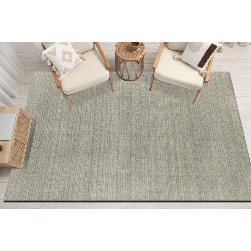 Tapis vert sauge tissé à la main, Rectangle 12 pi x 15 pi
