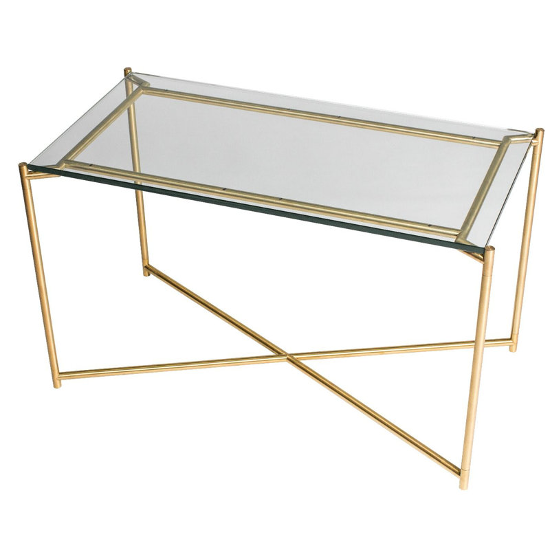 Bedell Glass Top End Table, Brass