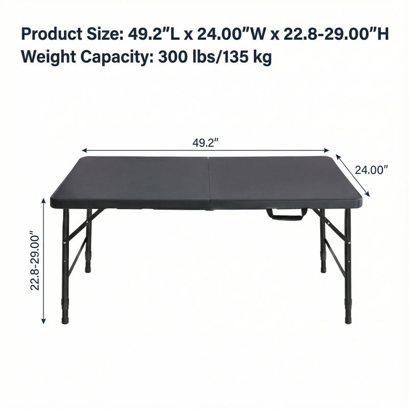 49.2'' Rectangular Adjustable Folding Table