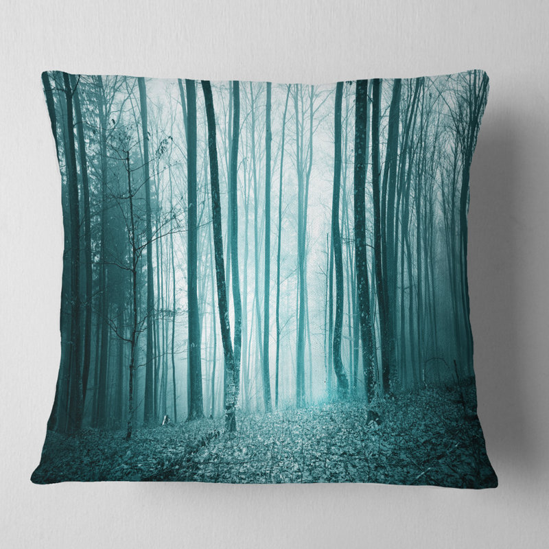 Turquoise Colored Magic Forest - Forest Printed Pillow, 16" x 16", Throw Pillow
