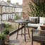 Round Wood Metal Outdoor Side Table , 50cm cm W 50cm cm D