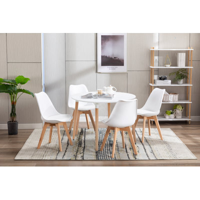 Round Solid Wood Base Dining Table