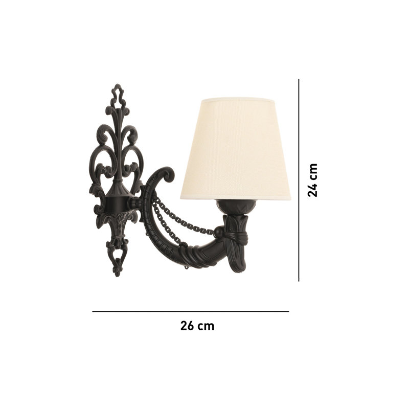 Elegant Wall Lamp with Metal Body, Cream & Black Finish, 24 in Height x 10.6 in Depth | E27 Socket (Max 40 W), Stylish Lighting for Living Room, Bedroom & Office | IP20 Rating, Contemporary Design