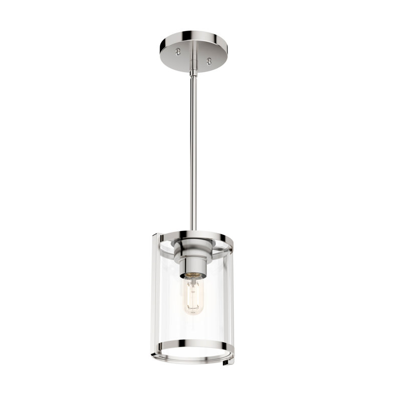 Luminaire suspendu cylindrique à 1 lumière Jalysa, Nickel poli