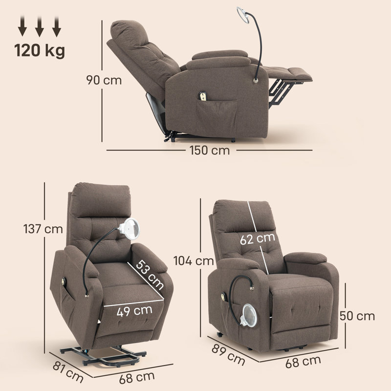 68cm Wide Lift Assist Standard Recliner, Brown