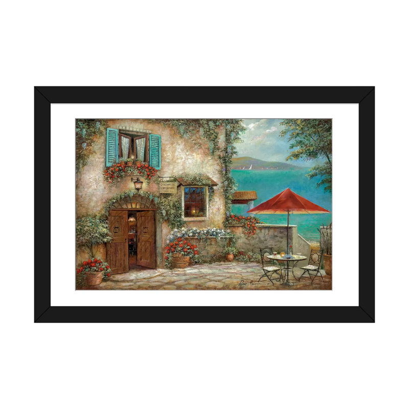 Ombrello Rosso par Ruane Manning, reproduction sur toile tendue, Papier d'art encadré noir, Blanc, H 16 po x l 24 po x P 1 po
