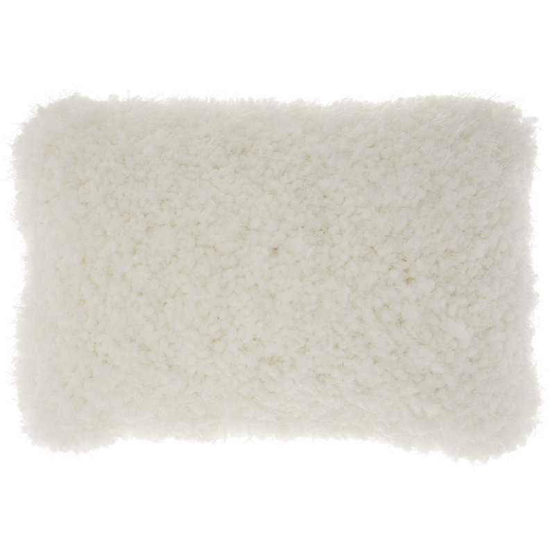 White Shag Polyester 14" x 20" Throw Pillow