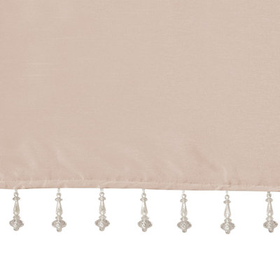 Karlita Blush Lightweight Solid Faux Silk Lined Twisted Tab Top Single 50x26" Valance with Beads