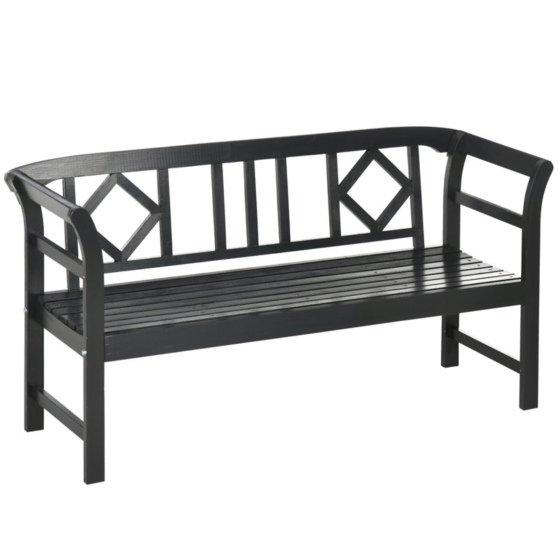 Banc de patio en bois avec dossier à motif de losanges