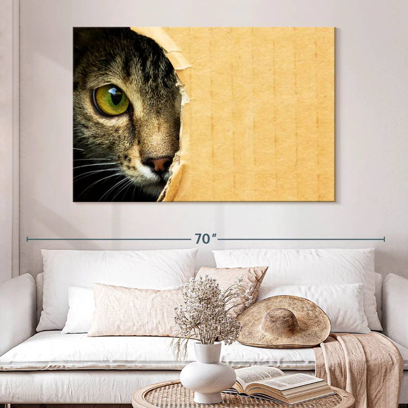 Hole Peeking Cat, 34" H x 51" W