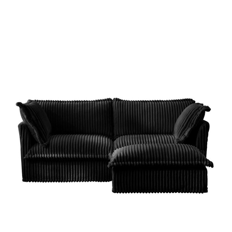 Modular Sofa With Ottoman for Shetucket Sectional Living Room Set Collection, 34.5" H x 83.5" W x 55" D, Black Corduroy