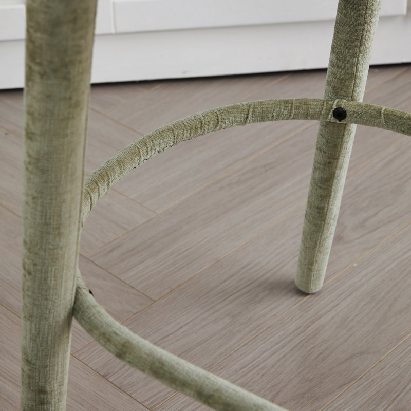 Tabouret de bar en tissu sans dossier - siège rembourré, repose-pieds et espace pour la maison, 2 personnes, Vert