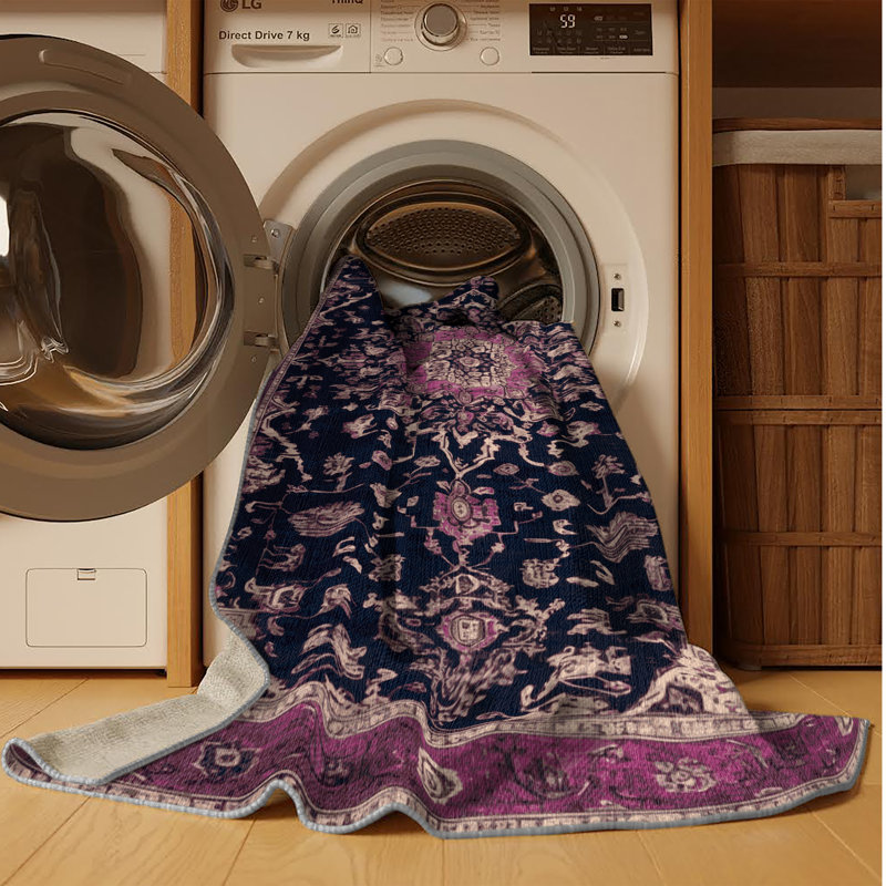 Machine Washable Overdyed Brown Area Rug