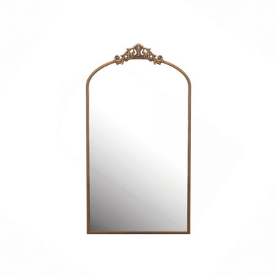 Wall Mirror Vintage Ornate Arched Floor Mirror Metal Framed Mirror Dressing Mirror, For Entryway, Living Room, Bedroom